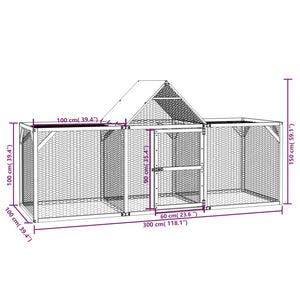 vidaXL Chicken Coop 300x100x150 cm Impregnated Solid Pine Wood