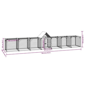 vidaXL Chicken Coop 700x100x150 cm Impregnated Solid Pine Wood