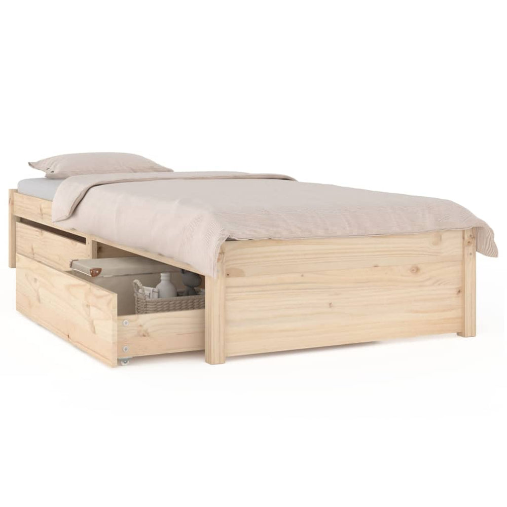 vidaXL Bed with Drawers 75x190 cm