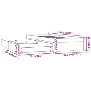 vidaXL Bed with Drawers 75x190 cm