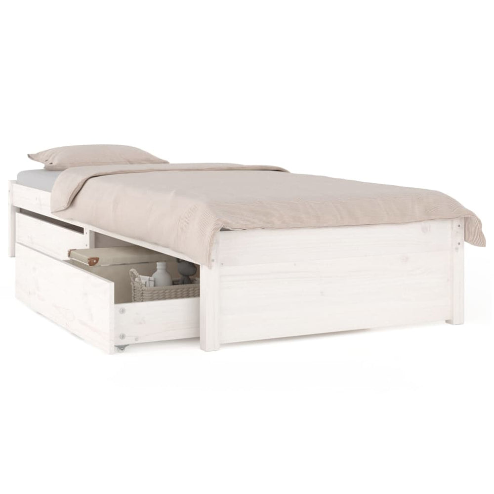 vidaXL Bed with Drawers White 75x190 cm