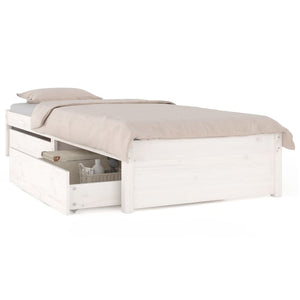 vidaXL Bed with Drawers White 75x190 cm