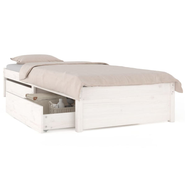 vidaXL Bed with Drawers White 75x190 cm