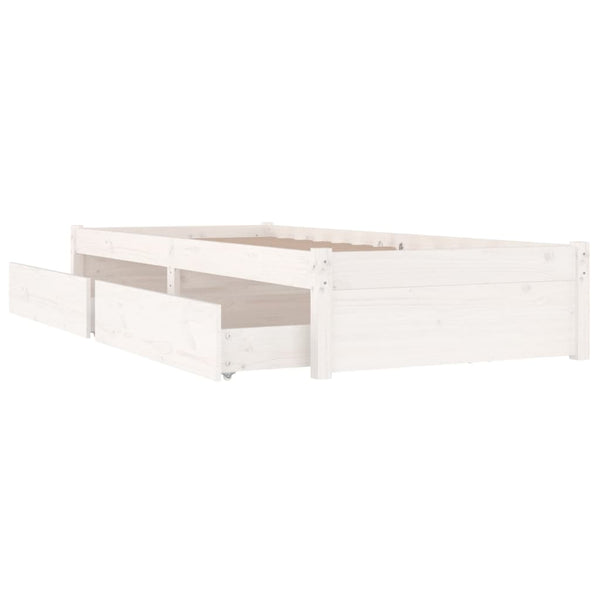 vidaXL Bed with Drawers White 75x190 cm