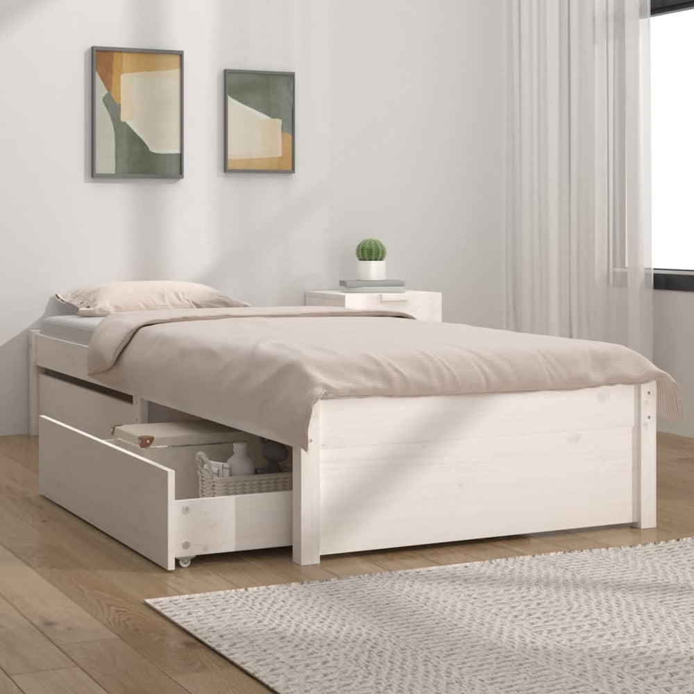 vidaXL Bed with Drawers White 75x190 cm