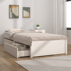 vidaXL Bed with Drawers White 75x190 cm