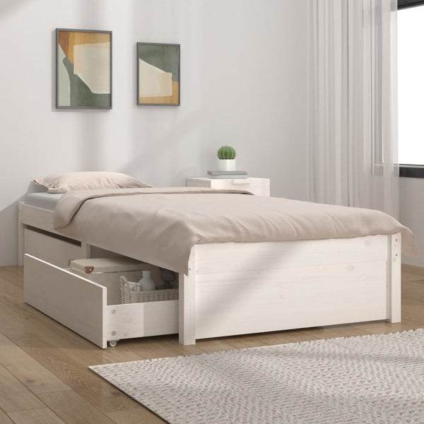 vidaXL Bed with Drawers White 75x190 cm