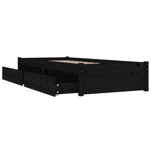 vidaXL Bed with Drawers Black 90x190 cm