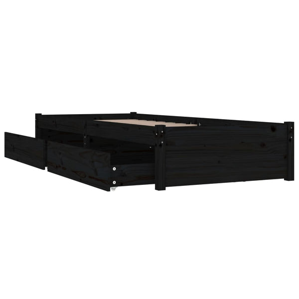 vidaXL Bed with Drawers Black 90x190 cm