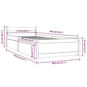 vidaXL Bed with Drawers 75x190 cm