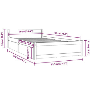 vidaXL Bed with Drawers White 90x190 cm