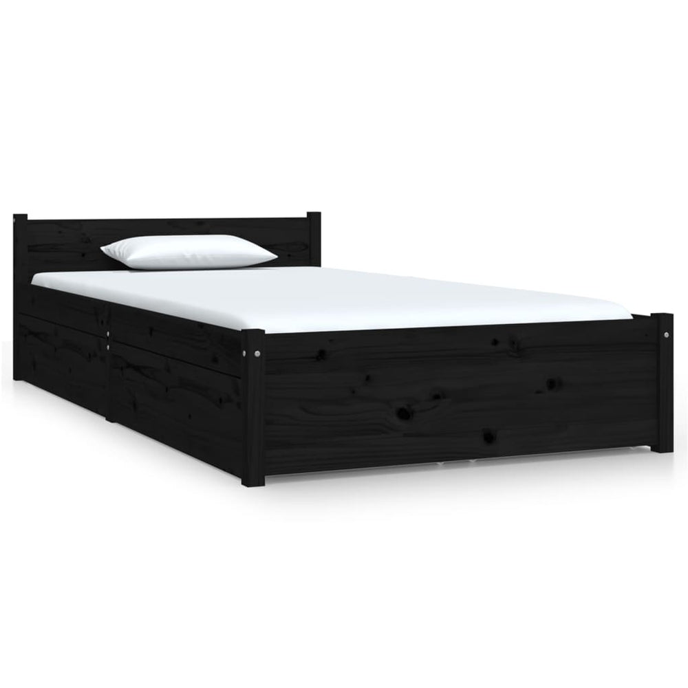 vidaXL Bed with Drawers Black 90x190 cm