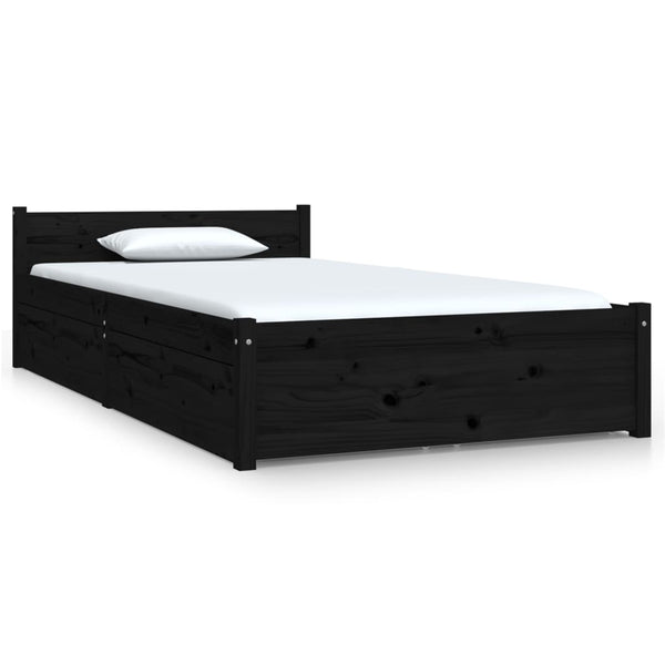 vidaXL Bed with Drawers Black 90x190 cm