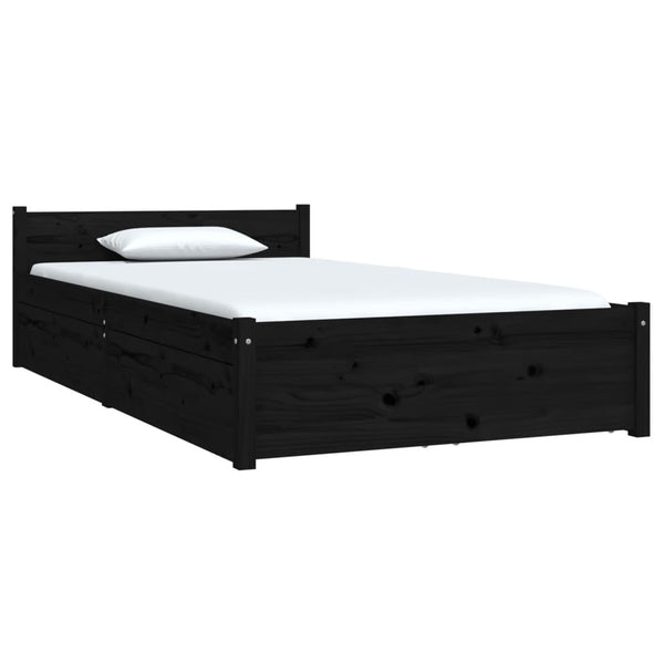 vidaXL Bed with Drawers Black 90x190 cm