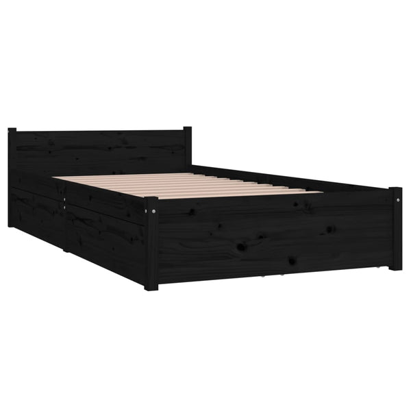 vidaXL Bed with Drawers Black 90x190 cm