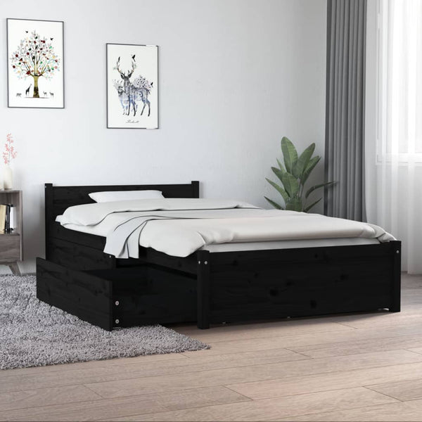 vidaXL Bed with Drawers Black 90x190 cm