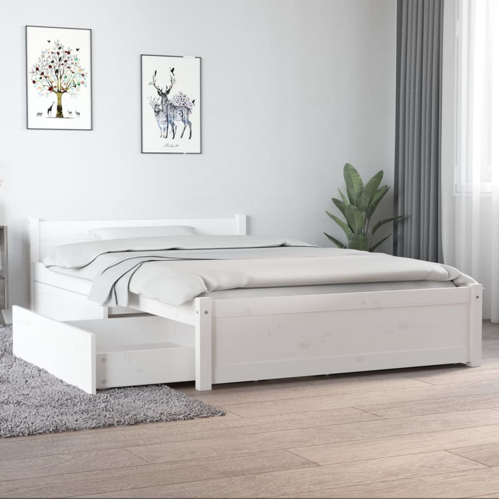 vidaXL Bed with Drawers White 120x190 cm