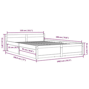 vidaXL Bed with Drawers 135x190 cm
