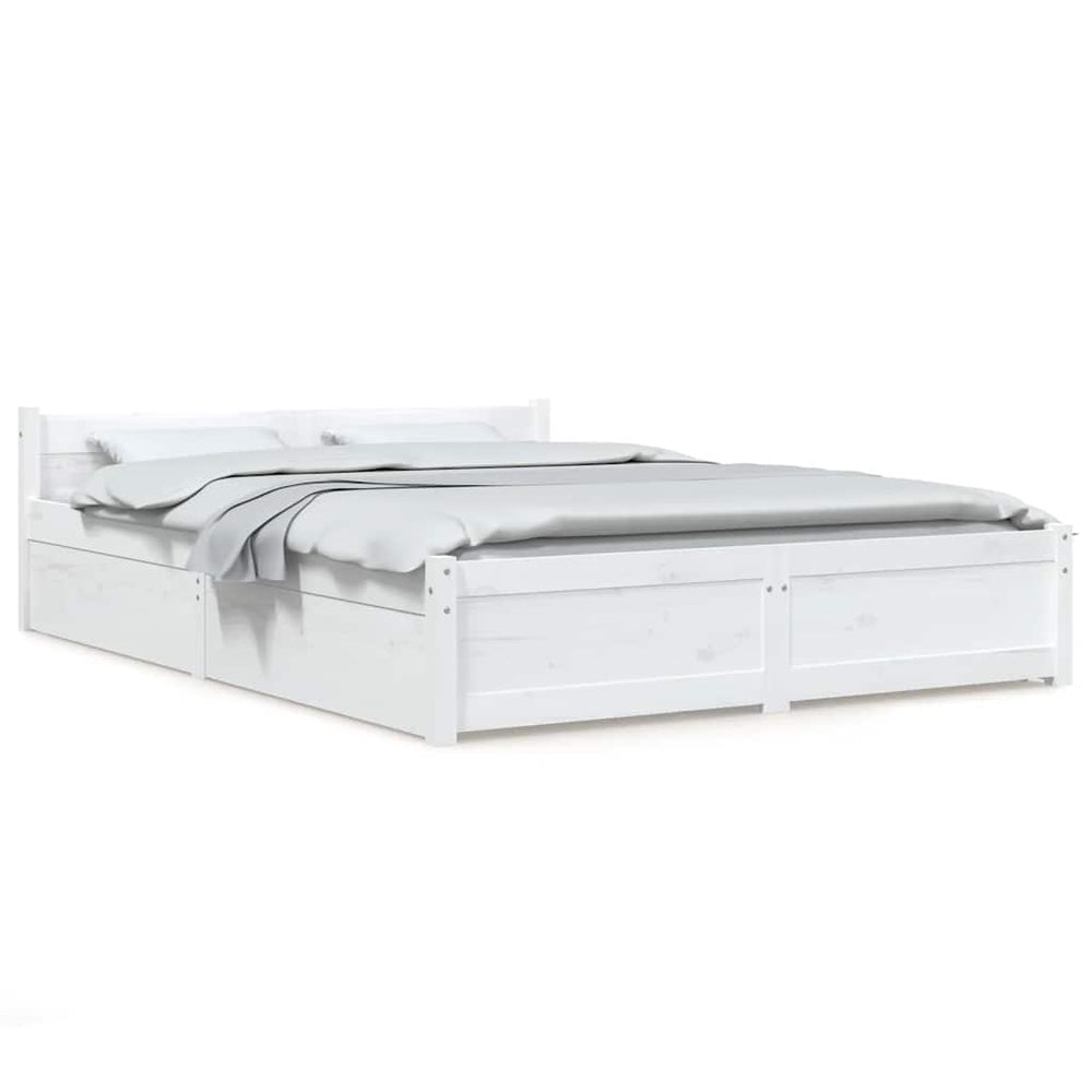 vidaXL Bed with Drawers White 135x190 cm