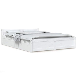 vidaXL Bed with Drawers White 135x190 cm
