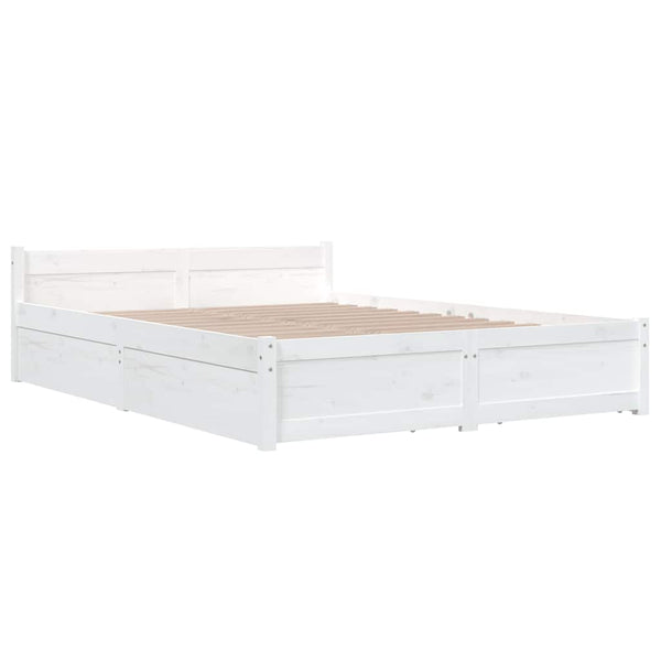 vidaXL Bed with Drawers White 135x190 cm