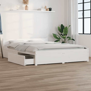vidaXL Bed with Drawers White 135x190 cm