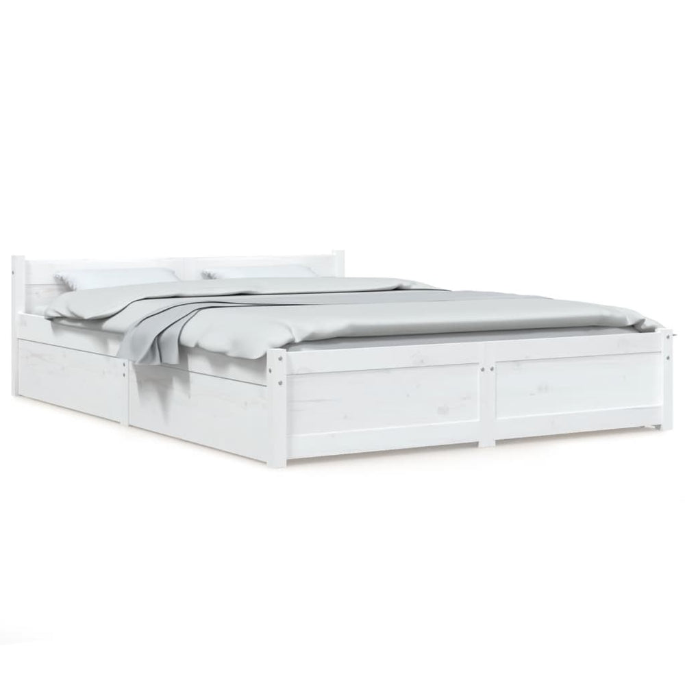 vidaXL Bed with Drawers White 140x190 cm