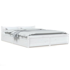 vidaXL Bed with Drawers White 140x190 cm
