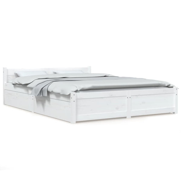 vidaXL Bed with Drawers White 140x190 cm