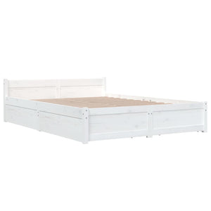 vidaXL Bed with Drawers White 140x190 cm