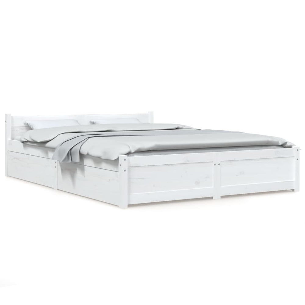 vidaXL Bed with Drawers White 150x200 cm