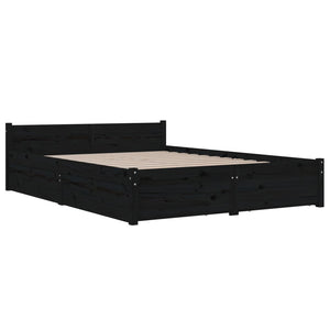 vidaXL Bed with Drawers Black 150x200 cm