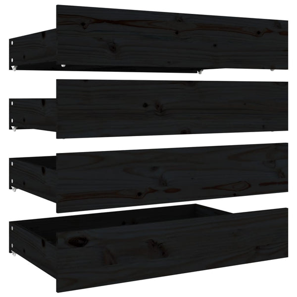 vidaXL Bed with Drawers Black 150x200 cm
