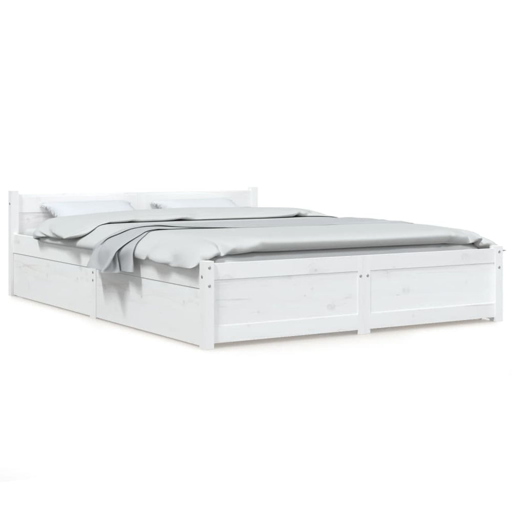 vidaXL Bed with Drawers White 160x200cm