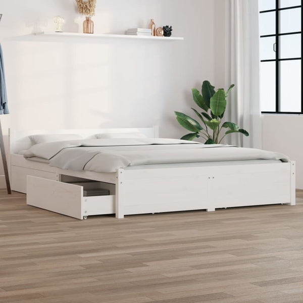 vidaXL Bed with Drawers White 160x200cm