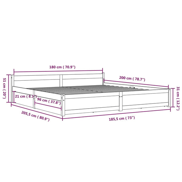 vidaXL Bed with Drawers 180x200 cm
