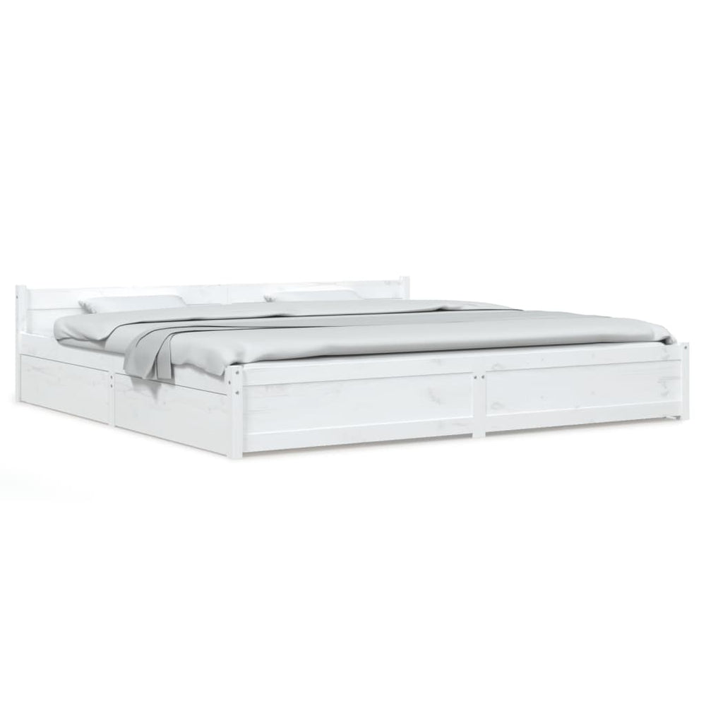 vidaXL Bed with Drawers White 180x200 cm