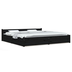 vidaXL Bed with Drawers Black 180x200 cm