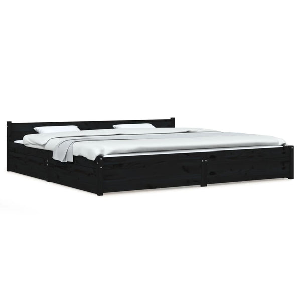 vidaXL Bed with Drawers Black 180x200 cm