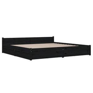 vidaXL Bed with Drawers Black 180x200 cm