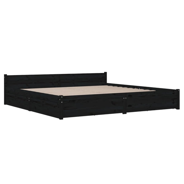 vidaXL Bed with Drawers Black 180x200 cm