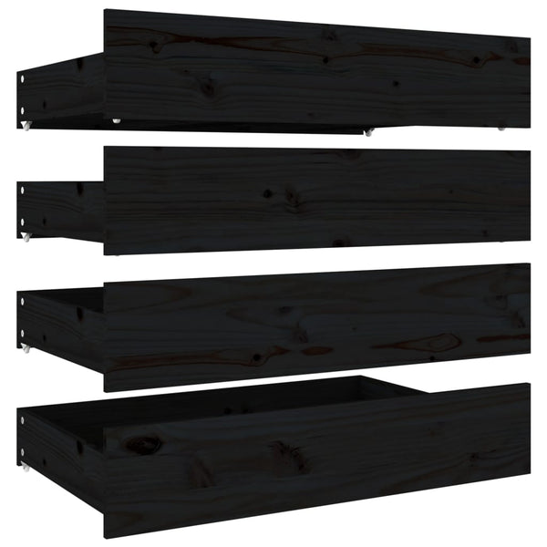 vidaXL Bed with Drawers Black 180x200 cm
