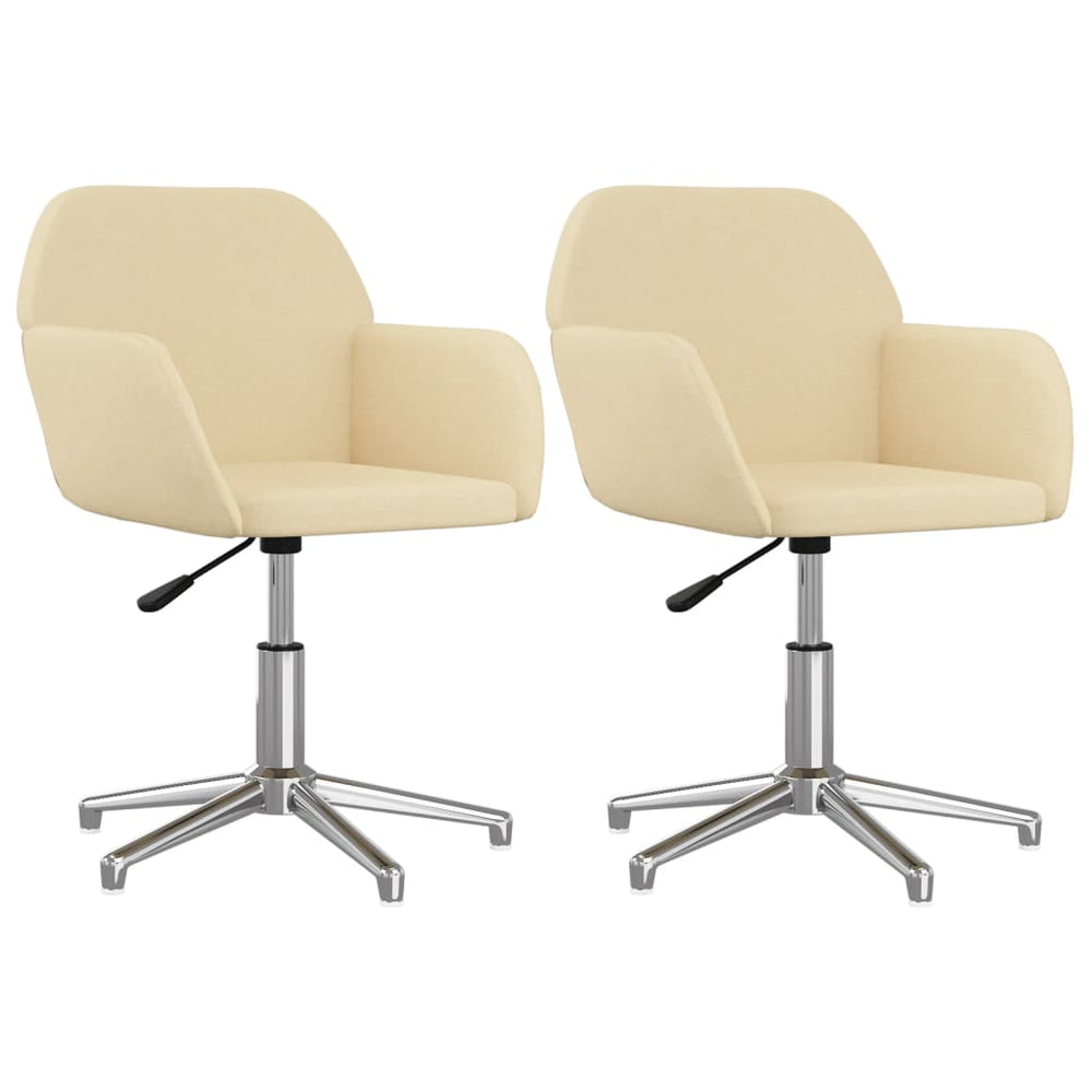 vidaXL Dining Chairs 2 pcs Swivel Cream Fabric