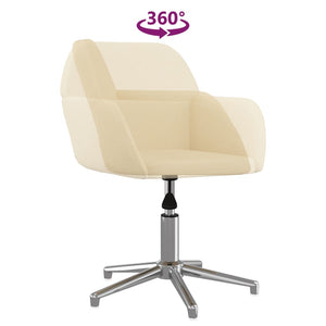 vidaXL Dining Chairs 2 pcs Swivel Cream Fabric