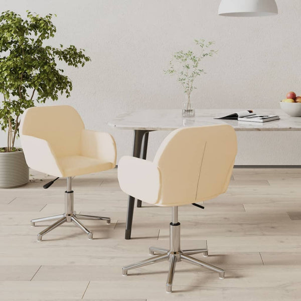 vidaXL Dining Chairs 2 pcs Swivel Cream Fabric