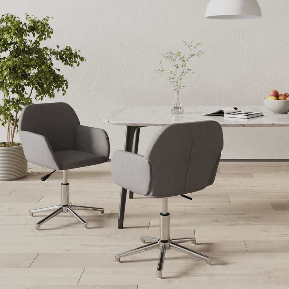 vidaXL Dining Chairs 2 pcs Swivel Light Grey Fabric