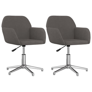 vidaXL Dining Chairs 2 pcs Swivel Dark Grey Fabric