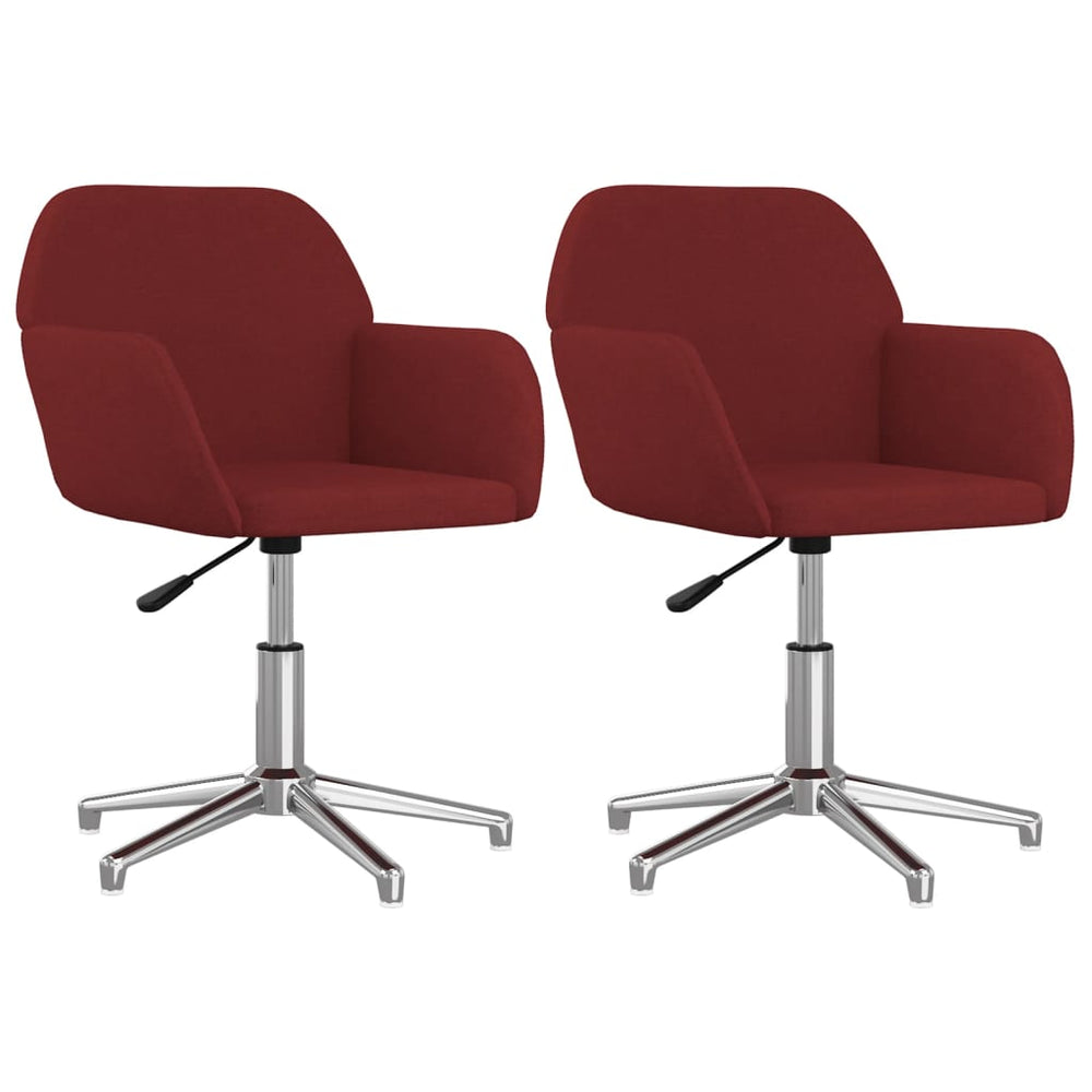 vidaXL Dining Chairs 2 pcs Swivel Wine Red Fabric