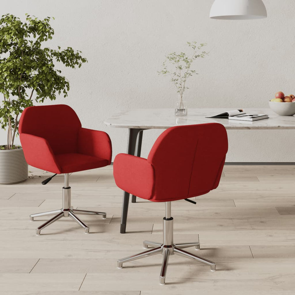 vidaXL Dining Chairs 2 pcs Swivel Wine Red Fabric
