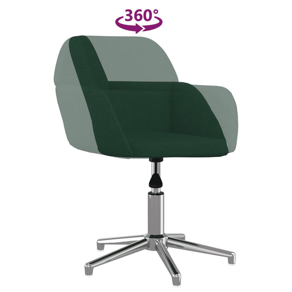 vidaXL Dining Chairs 2 pcs Swivel Dark Green Fabric